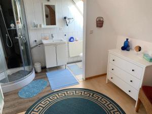 a bathroom with a shower and a toilet and a sink at Apartment Osterloh by Interhome in Hage