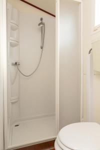 bagno con doccia e servizi igienici. di Comfort Lodge Rocchette a Grosseto