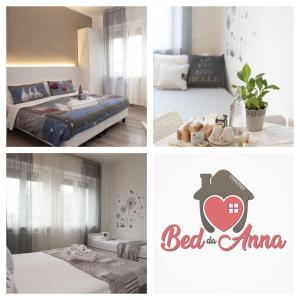 a collage of four pictures of a hotel room at Bed da Anna in Peschiera del Garda