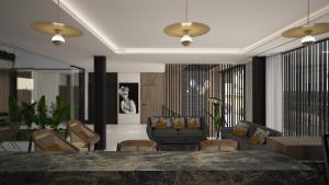 a living room with a table and a couch at M. HOTEL in San Antonio