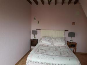 1 dormitorio con 1 cama grande y 2 mesitas de noche en Lecerf en Condé-sur-Noireau