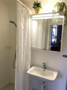 Ένα μπάνιο στο Bohemian and light one room apartment in SoFo 31sqm