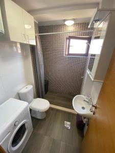 a small bathroom with a toilet and a sink at Apartman Bojanic in Podgorica