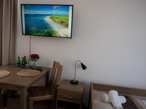 Televízia a/alebo spoločenská miestnosť v ubytovaní Planeta Apartment Mielno + 18 fotografií
