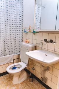 a bathroom with a toilet and a sink at Messe Apartments in the center of basel in Basel