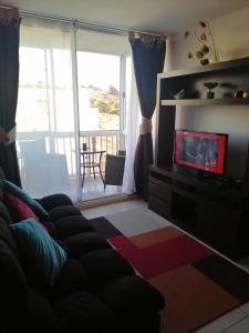 a living room with a couch and a tv at Dpto Bordemar 1 in Las Cruces