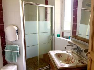 bagno con lavandino e doccia di Maison de 4 chambres avec jardin amenage a Naucelles 