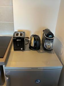 Il comprend un comptoir avec un grille-pain et un grille-pain. dans l'établissement Apt With Panoramic View Near Vauban City, à Briançon 4 autres photos