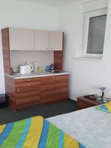 a kitchen with a bed and a sink in a room at Apartments Da - Dent in Sveti Ivan Zelina