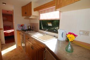 Una cocina o zona de cocina en Flemings White Bridge Self-Catering Mobile Home Hire