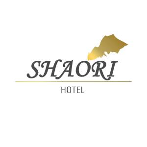 a logo for a hotel with a map of hong kong at Hotel Shaori in Nikortsminda