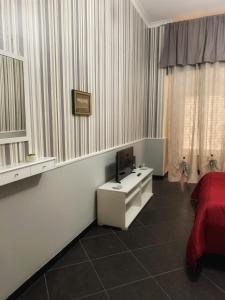 a room with a bed and a television on a counter at Tarsia Suite in Naples