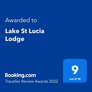 Captura de pantalla de un teléfono móvil con el texto otorgado al Lake st lucia lodge en Lake St Lucia Lodge, en St Lucia