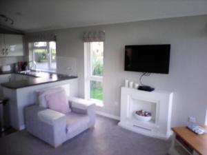 Μια τηλεόραση ή/και κέντρο ψυχαγωγίας στο Meadow view country lodge great views on lovely small select park