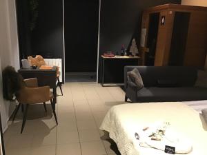 A seating area at Studio Gardenroom Guesthouse De Steenberg met wellness & tuinzicht
