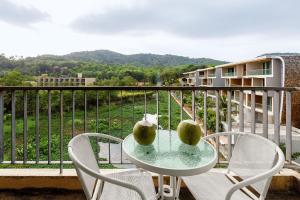 En generel udsigt til bjerge eller udsigt til bjerge taget fra feriehuset