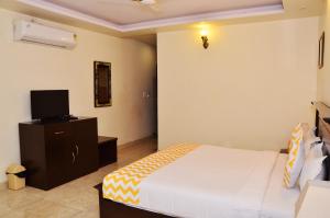 a bedroom with a bed and a tv in it at Raj Regency in Jaipur