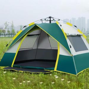 ein Zelt im Gras auf einem Feld in der Unterkunft Spot Jaguar Pantanal South Camping Wild Jaguar Tour in Corumbá