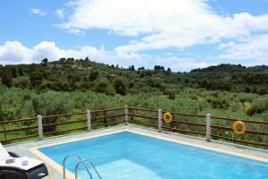 a swimming pool with a view of a mountain at Villa Tenedos in Skopelos Town
