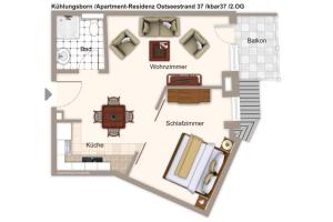 a floor plan of a bathroom with a toilet at Apartment-Residenz Ostseestrand Apartment-Residenz Ostseestrand 37 in Kühlungsborn