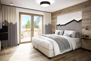 Postel nebo postele na pokoji v ubytování Mei.Berg premium view Appartements