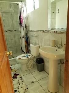 een badkamer met een toilet en een wastafel bij Entire family apartment Cuscox4 in Cuzco