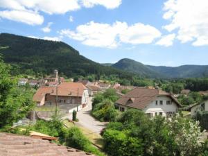 un pueblo con casas y montañas en el fondo en Gîte Bionville, 2 pièces, 3 personnes - FR-1-584-54 en Bionville