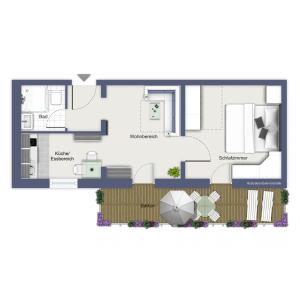Půdorys ubytování Strandstraße 16 Wohnung 06
