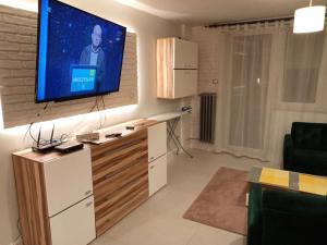 Televízia a/alebo spoločenská miestnosť v ubytovaní Apartament Anita
