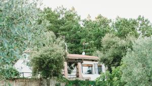 dom pośrodku drzew w obiekcie Casa Rural El Zumacal w mieście Monesterio