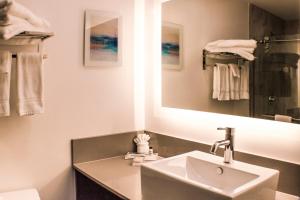 Holiday Inn Cookeville, an IHG Hotel في كوكفل: حمام مع حوض ومرآة