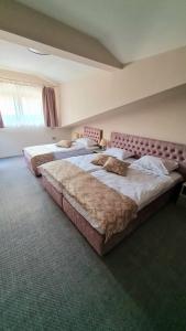 two beds in a large room with at Hotel Ponti in Vidin