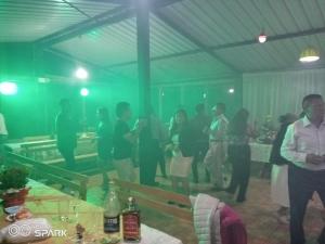 a group of people standing in a room at Playita Salomon in Baños