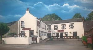 a painting of the front of a white building at The Village Inn in Carstairs