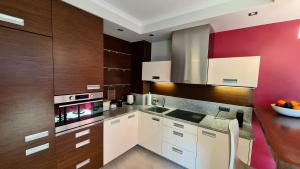 Kuchyň nebo kuchyňský kout v ubytování Na Bukowej Apartament Widokowy z dużym tarasem