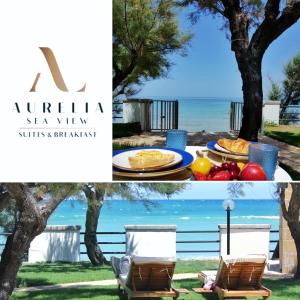 un collage de fotos con una mesa y sillas y el océano en Aurelia Sea View, en Torre Canne