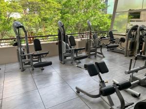 a row of empty chairs in a gym at Staybridge Suites São Paulo, an IHG Hotel in Sao Paulo