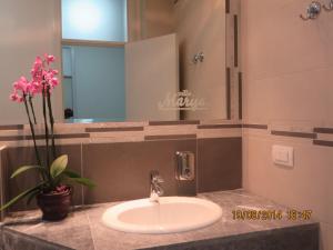 a bathroom with a sink and a mirror at Villa Marija M L in Belgrade