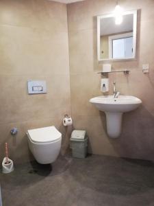 a bathroom with a toilet and a sink at Viras Hotel in Ortakent