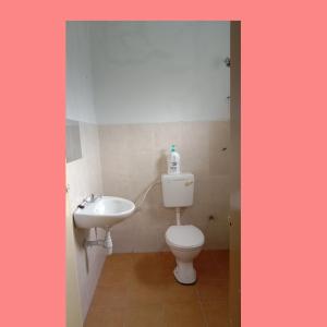 ein Bad mit einem WC und einem Waschbecken in der Unterkunft Homestay Lestari KLIA in Sepang
