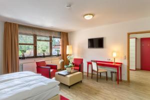 TV a/nebo společenská místnost v ubytování Hotel l'adresse garni