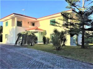 a yellow house with a tree in front of it at Anjos’home in Viana do Castelo