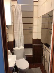 a bathroom with a toilet and a sink at Apartament Teatralny in Gdańsk +33 photos