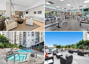 a collage of photos of a hotel with a pool at Oceanfront lux condo in Long Beach