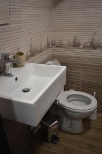 a bathroom with a white sink and a toilet at Вила “Здравец” in Fish Fish +23 photos