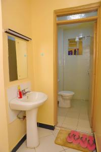a bathroom with a sink and a toilet at The Ivy Suite- one bedroom 3 mins away from Ruiru Rainbow Resort in Ruiru