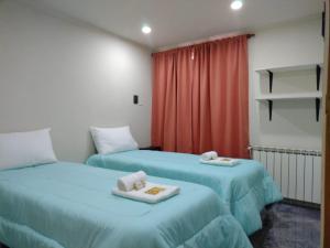 two beds sitting next to each other in a room at Departamento DON ALBERTO in El Calafate