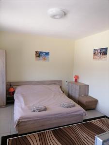 ein Schlafzimmer mit einem Bett in einem Zimmer in der Unterkunft Къща за гости Релиса in Razgrad
