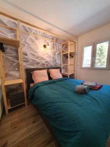 1 dormitorio con 1 cama y literas en L'Edelweiss, en Pontamafrey
