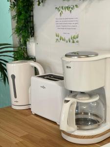 a white blender sitting on a counter next to a toaster at Tous'o'Zoo, au cœur du centre-ville in Saint-Aignan